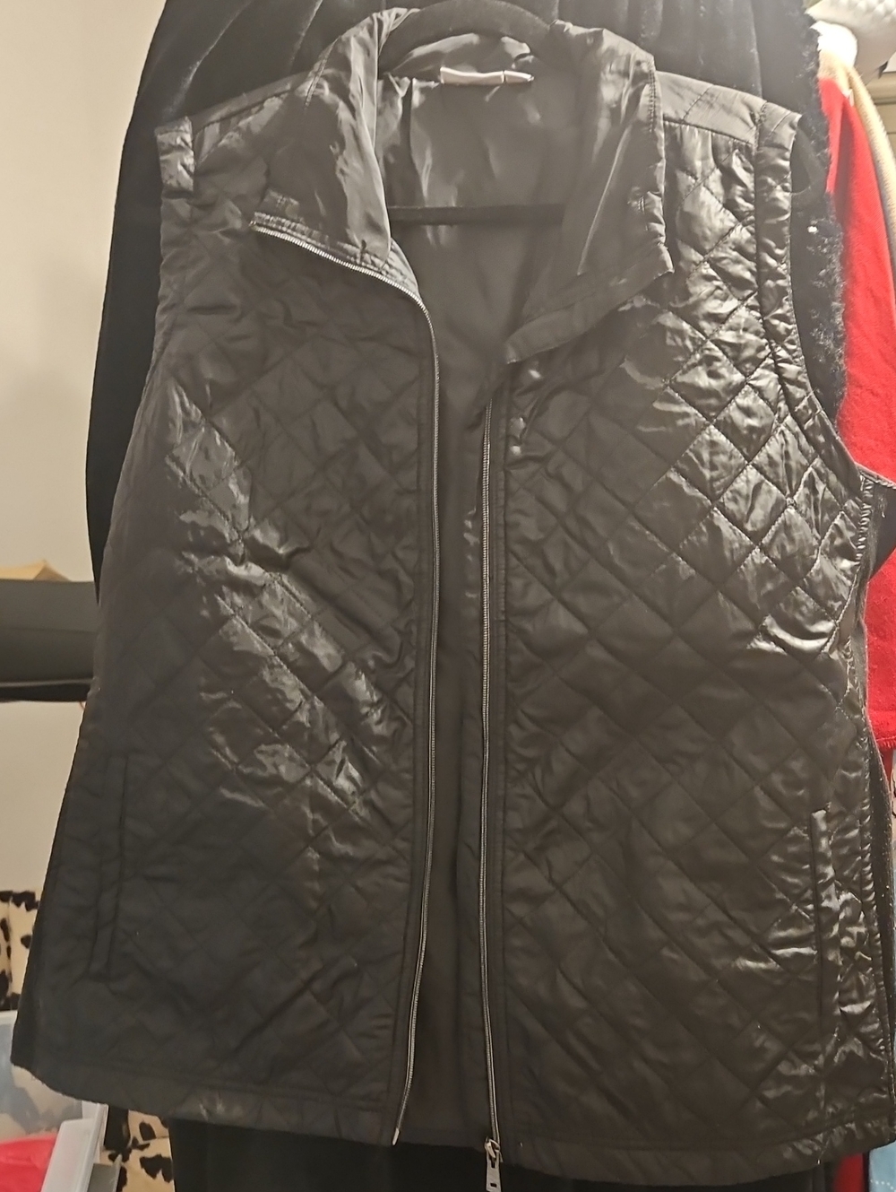 Kim Rogers Black Quilted Zip-Front Vest